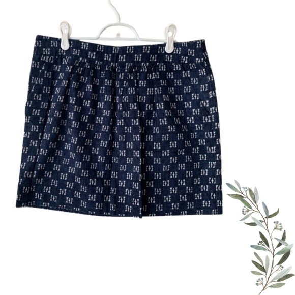 Gap Blue and White Ikat Printed Mini Skirt Size 8 - Picture 1 of 5